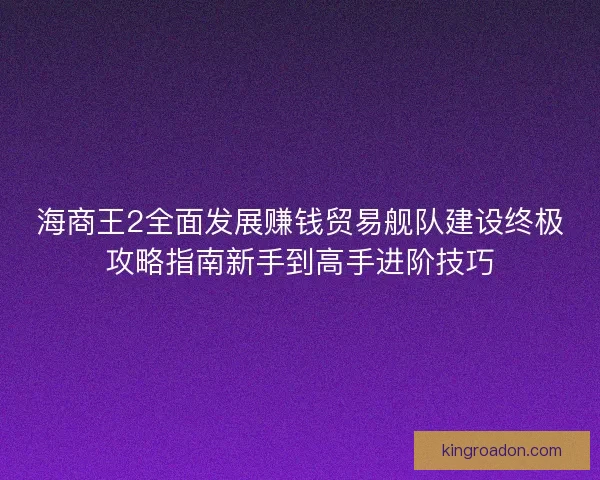 海商王2全面发展赚钱贸易舰队建设终极攻略指南新手到高手进阶技巧