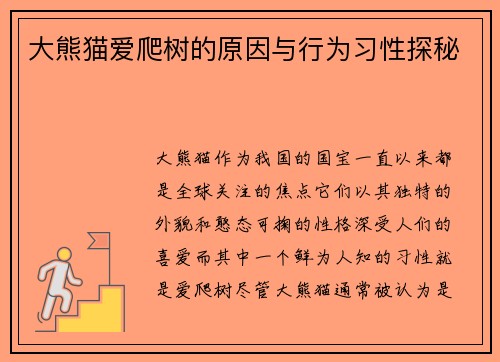 大熊猫爱爬树的原因与行为习性探秘
