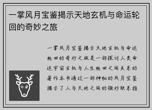 一掌风月宝鉴揭示天地玄机与命运轮回的奇妙之旅